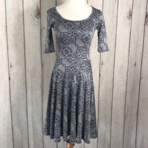 LuLaRoe XXS Nicole Dress Blue and white
